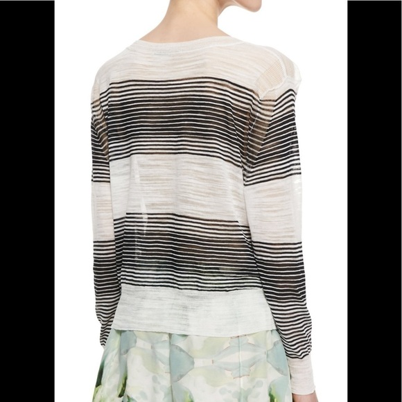 Townsen Women’s Zuma Slub-Knit White and Black Striped Sweater M - Picture 2 of 10